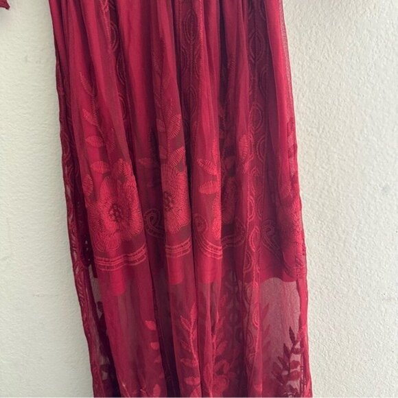 Southern Fried Chics Red Lace Maxi Dress XS NWT Romantic Boho Sheer Overlay NWT - Picture 8 of 16